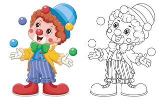 Cute Clown Clown Juggling Ball Coloring Illustration vector