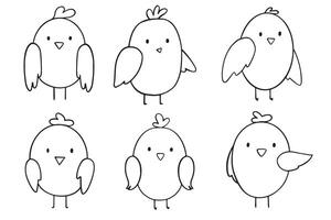 Cute bird outline cartoon illustration isolated on white background. animal illustration for kids coloring book. vector
