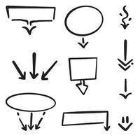 Hand-drawn arrow down for buttons, sign and symbols. Isolated arrows, hand drawn on a white background. vector