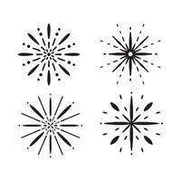 Firework line icon. Exploding festival fireworks set, Isolated on white background. Flat doodle style. Design concept for holiday banner, poster, flyer, greeting card, decorative elements vector