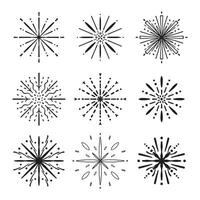 Firework line icon. Exploding festival fireworks set, Isolated on white background. Flat doodle style. Design concept for holiday banner, poster, flyer, greeting card, decorative elements vector