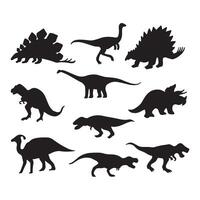 dinosaurio siluetas ilustración aislado en blanco antecedentes. prehistórico animal silueta. negro dinosaurio siluetas para niños. vector