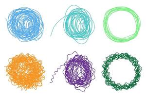 Colorful chaos tangled shape scribble sketch intricate chaotic texture illustration. vector