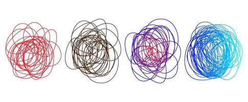Colorful chaos tangled shape scribble sketch intricate chaotic texture illustration. vector