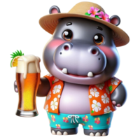 aigenerado hipopótamo con un cerveza png