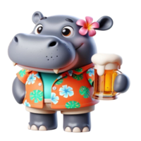 aigénéré hippopotame avec une Bière png