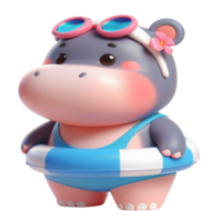 aigenerado hipopótamo dibujos animados traje de baño png