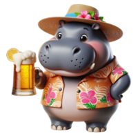 aigerado hipopótamo com uma Cerveja png