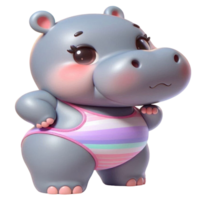 aigenerated hippo cartoon swimsuit png