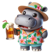 aigenerated hippo with a beer png