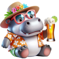 aigenerated hippo with a beer png