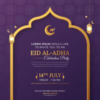 Eid al-Adha celebration party invitation card, social media post template vector