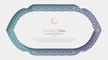 Eid al-Adha decorative white luxury ornamental background with arabesque border pattern vector