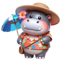 aigénéré hippopotame dessin animé avec un parapluie png