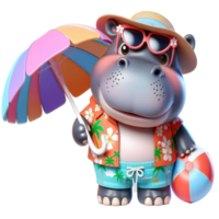 aigenerated hippo cartoon with an umbrella png
