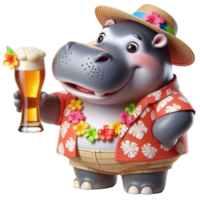 aigenerado hipopótamo con un cerveza png