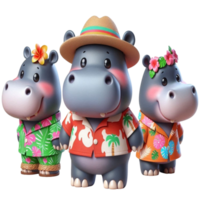 aigenerated hippo in hawaiian clothes png