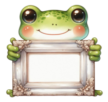 aigenerated frog couple holding a frame png