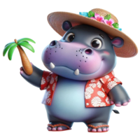 aigenerated hippo in hawaiian clothes png