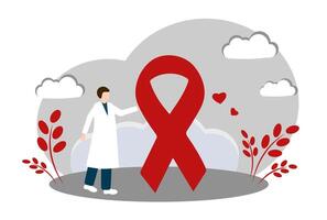 mundo SIDA día. rojo cinta como un símbolo de el lucha en contra SIDA. SIDA y vih vector