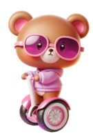 aigenerated bear wearing sunglasses riding a scooter png