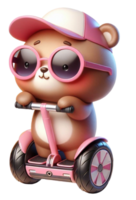 aigenerated bear wearing sunglasses riding a scooter png
