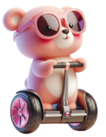 aigenerated bear wearing sunglasses riding a scooter png