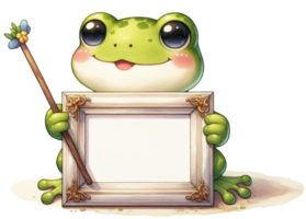 aigenerated frog couple holding a frame png