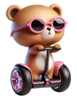 aigenerated bear wearing sunglasses riding a scooter png