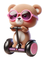 aigenerated bear wearing sunglasses riding a scooter png