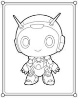 Cute robot suitable for children's coloring page illustration vector