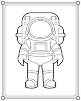 Astronaut in space suitable for children's coloring page illustration vector