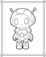 Cute robot suitable for children's coloring page illustration vector