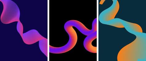 Abstrack wave line and 3d gradient fluid. Set background vector