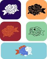 logo set of several color variants of the koi fish logo vector