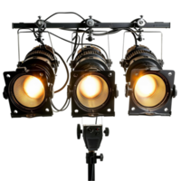 Three lights on a tripod on transparent background. png