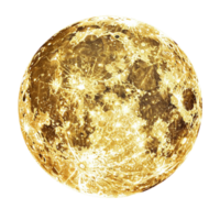 The moon is shown in gold on a transparent background png