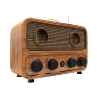 An old fashioned radio on transparent background. png
