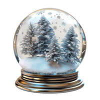 Snow globe with trees in it on transparent background. png