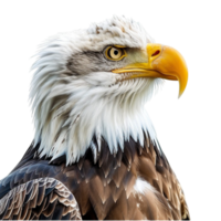 An eagle with a yellow beak on a transparent background png