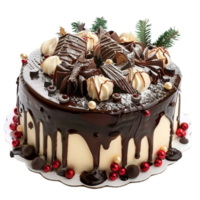 A chocolate cake with a drizzle of chocolate on top png