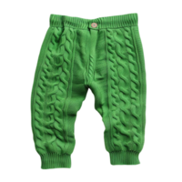 A green knitted pants with buttons on the side on transparent background. png