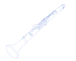 clarinete isolado em fundo. 3d Renderização - ilustração png