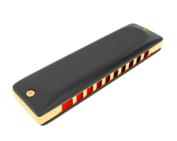 Classic harmonica isolated on background. 3d rendering - illustration png