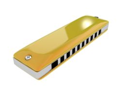 Classic harmonica isolated on background. 3d rendering - illustration png