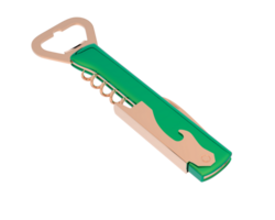 Classic corkscrew isolated on background. 3d rendering - illustration png