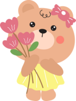 teddy bear with tulips png