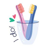 Trendy Couple Toothbrushes vector