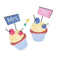 Trendy Wedding Cupcakes vector