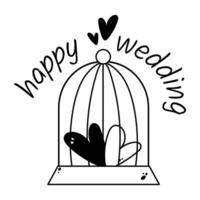 Trendy Happy Wedding vector